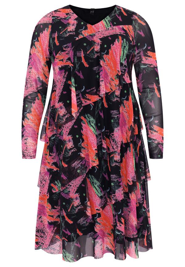 Yoek Jurk Met Volants SCRATCH - Zwart