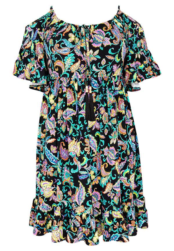 Yoek Jurk Off Shoulder FOLK - Zwart