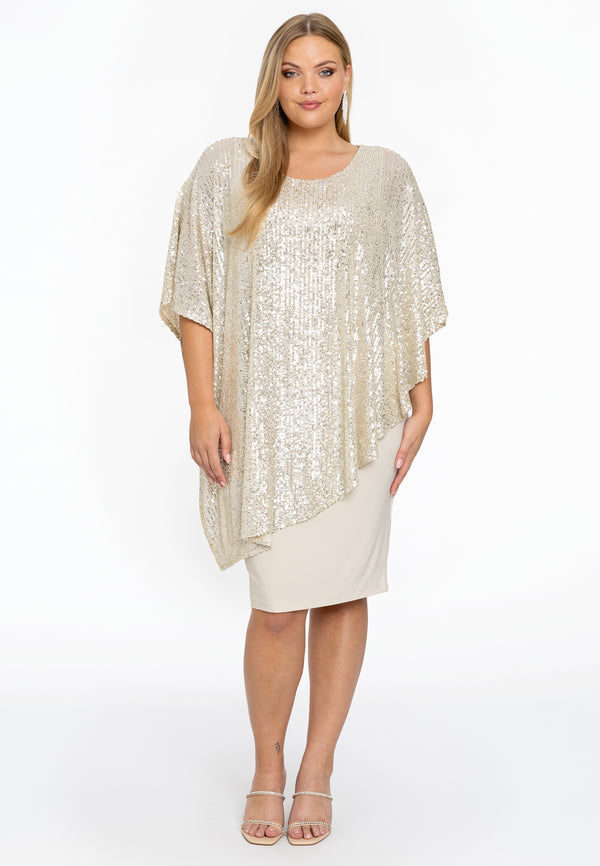 Yoek Jurk PAILLETE - Ecru