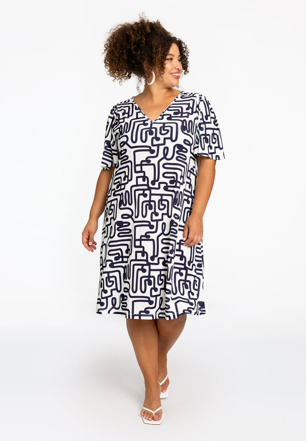 Yoek Jurk Pleated Sleeve MAZE - Wit