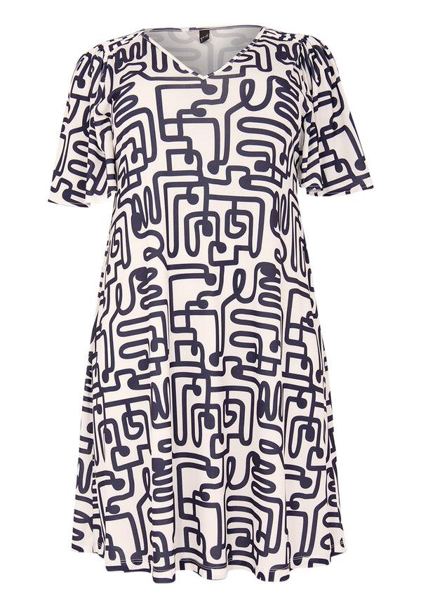 Yoek Jurk Pleated Sleeve MAZE - Wit