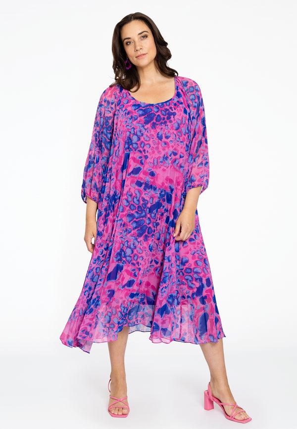 Yoek Jurk Plisse FIERCE - Roze