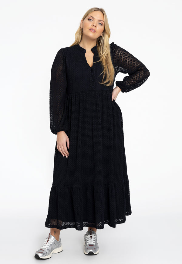 Yoek Jurk PLISSE LACE - Blauw