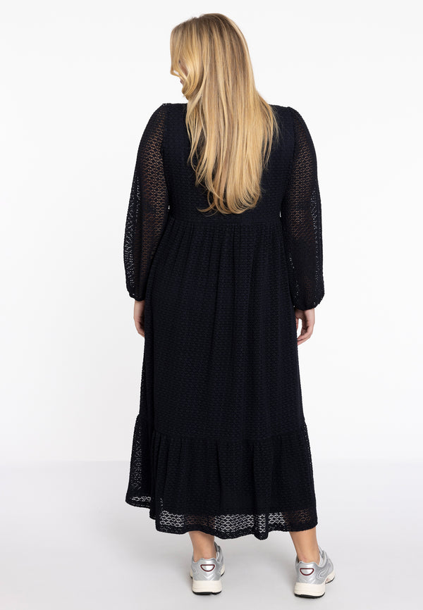 Yoek Jurk PLISSE LACE - Blauw