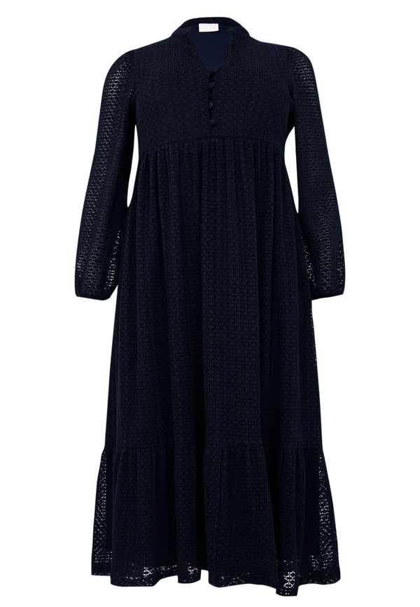 Yoek Jurk PLISSE LACE - Blauw
