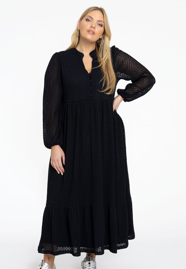 yoek Jurk PLISSE LACE - Blauw