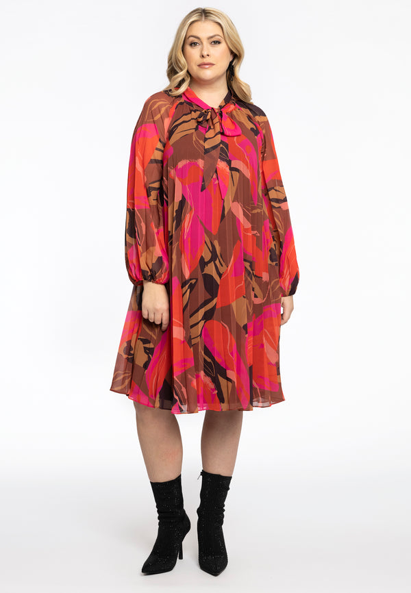 Yoek Jurk Plissee Met Strik EVI - Roze