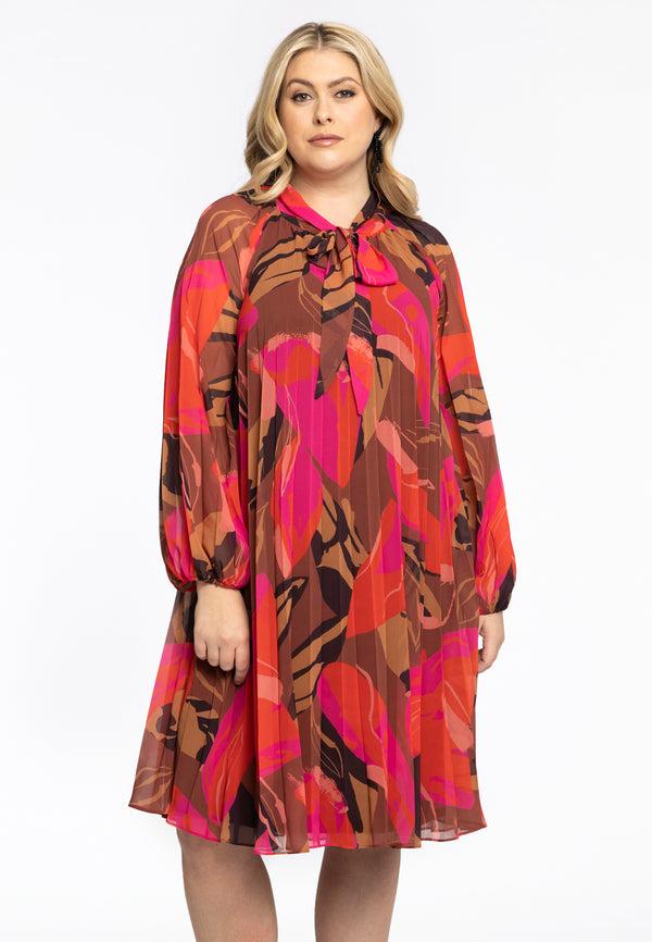 yoek Jurk Plissee met strik EVI - Roze