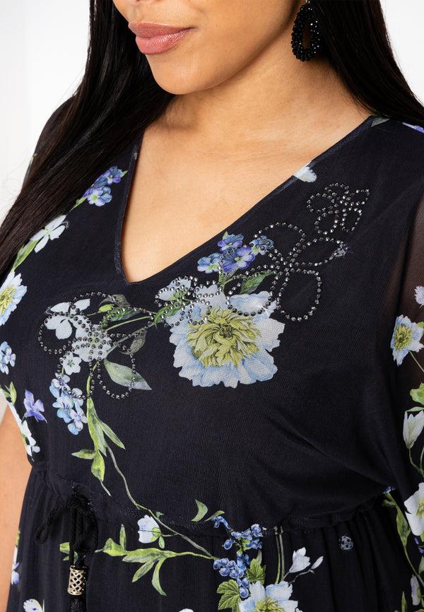 Yoek Jurk Strass BLUETT - Zwart