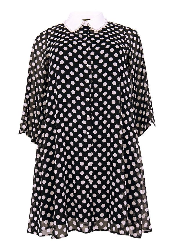 Yoek Jurk Swing DOTS - Zwart