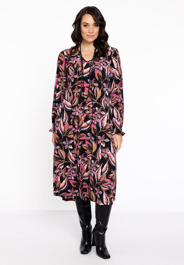 Yoek Jurk Swing FLORA - Zwart