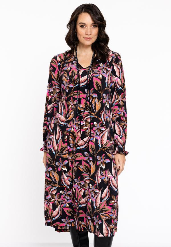 yoek Jurk Swing FLORA - Zwart