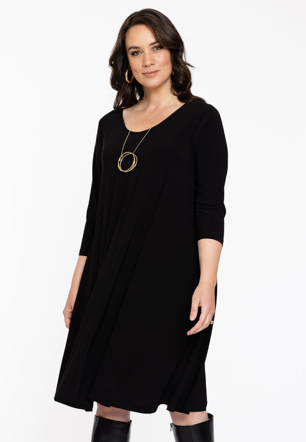 yoek Jurk Swing kneelength - Zwart