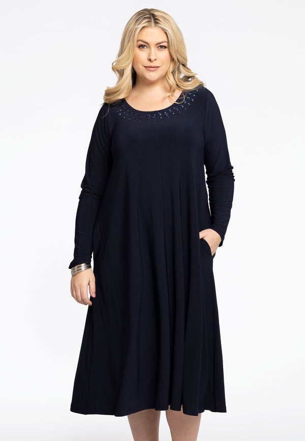 yoek Jurk Swing met stenen DOLCE - Blauw