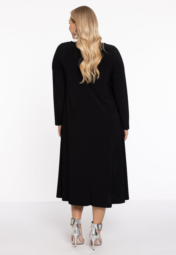 Yoek Jurk Swing Met Stenen DOLCE - Zwart