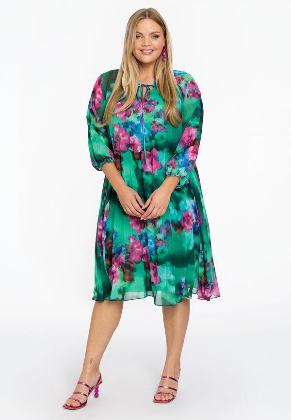 Yoek Jurk Swing Met Strik PIXEL - Groen