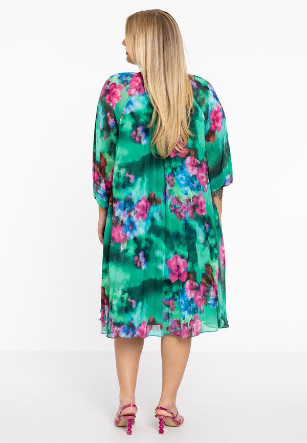 Yoek Jurk Swing Met Strik PIXEL - Groen