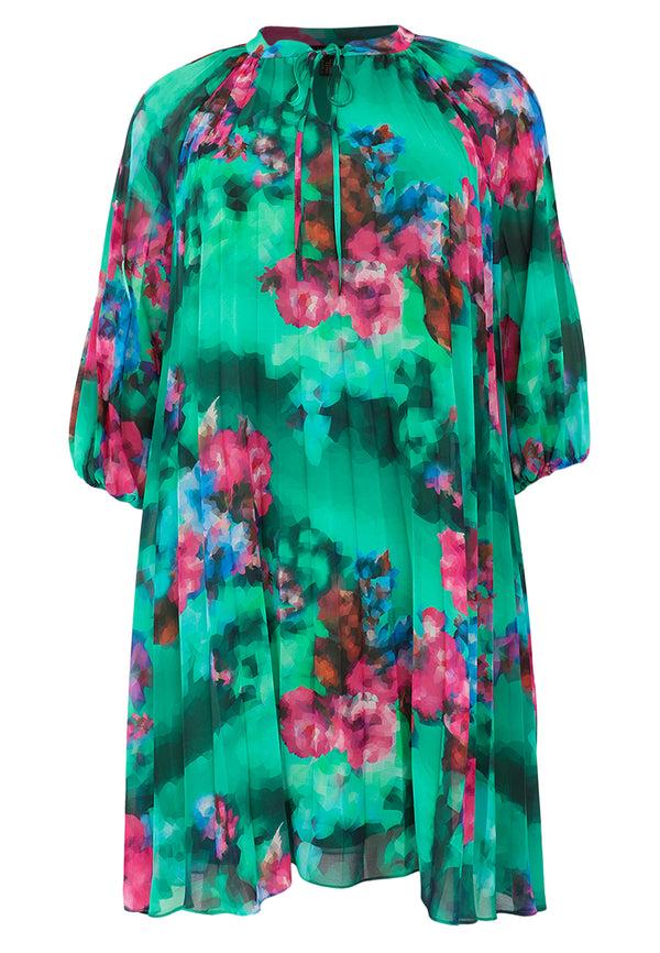 Yoek Jurk Swing Met Strik PIXEL - Groen