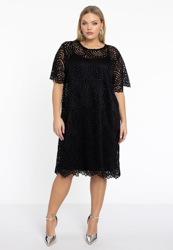 Yoek Jurk Tee LACE - Zwart
