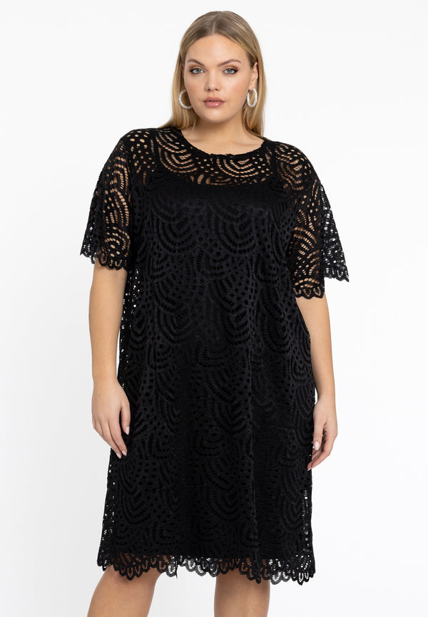 Yoek Jurk Tee LACE - Zwart