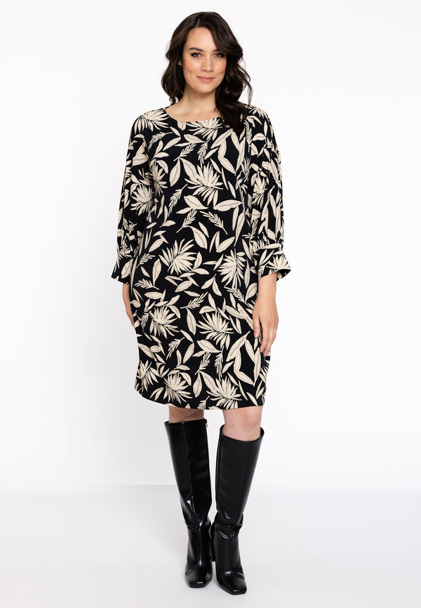 Yoek Jurk Vierkant Met Pofmouw NORALY - Zwart