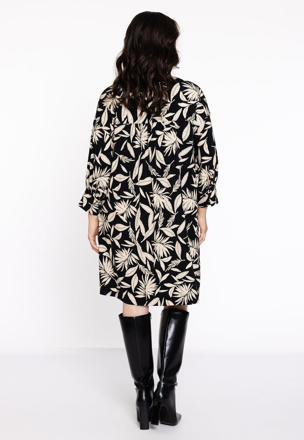 Yoek Jurk Vierkant Met Pofmouw NORALY - Zwart