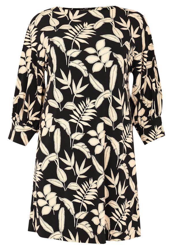 Yoek Jurk Vierkant Met Pofmouw NORALY - Zwart