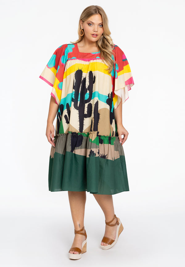 Yoek Jurk Volants CACTUS - Groen