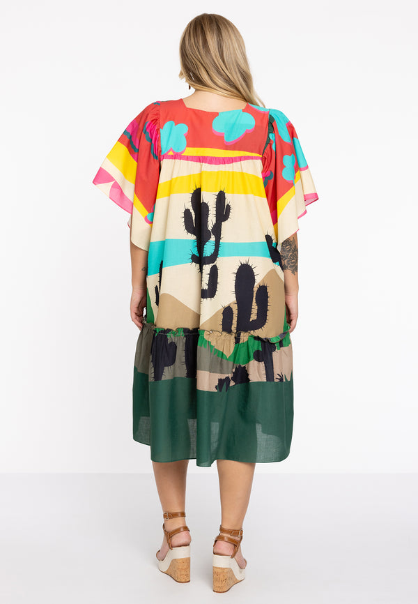 Yoek Jurk Volants CACTUS - Groen