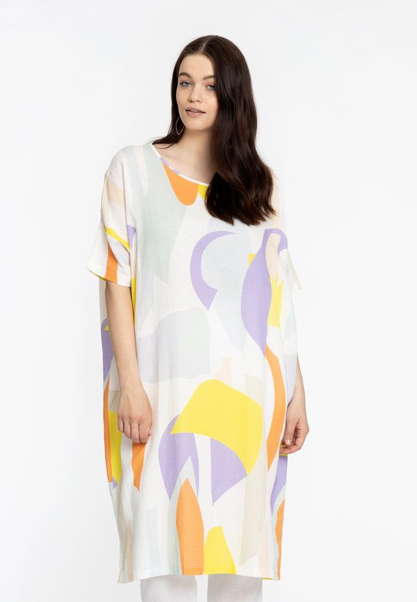 yoek Jurk wijd FLOWLY - Wit