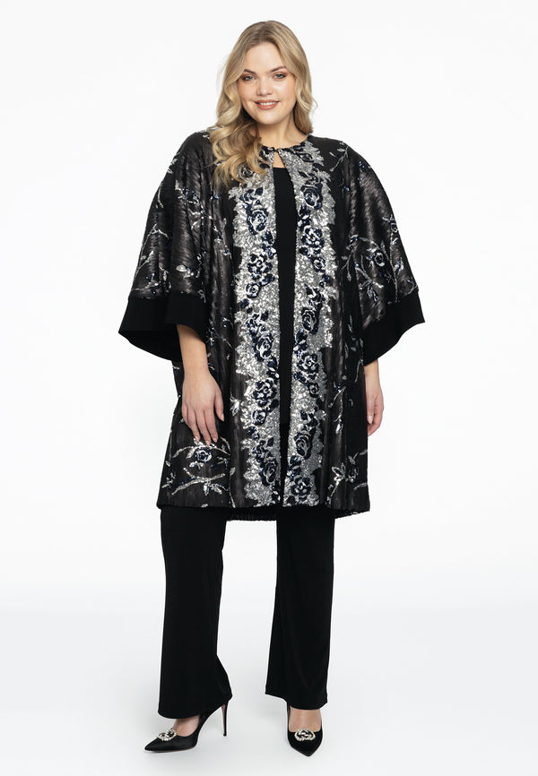 Yoek Kimono SEQUINS - Zwart