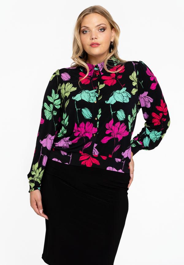 yoek Korte blouse MONTANA - Zwart