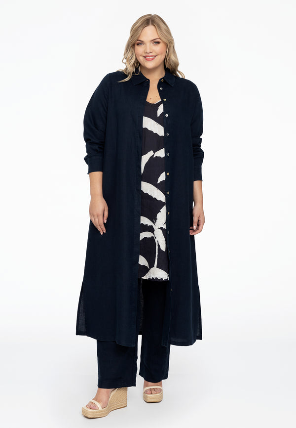 Yoek Lange Blouse LINEN - Blauw