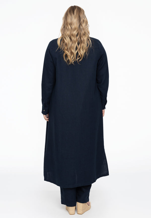 Yoek Lange Blouse LINEN - Blauw