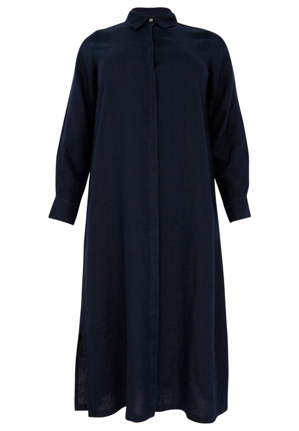 Yoek Lange Blouse LINEN - Blauw