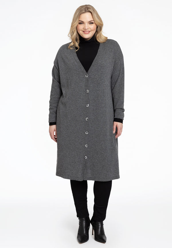 Yoek Lange Cardigan - Grijs