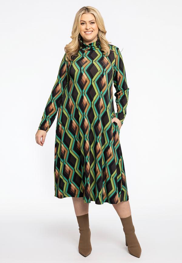 Yoek Lange Jurk Met Col GATSBY Strass - Bruin