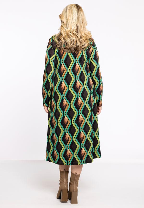 Yoek Lange Jurk Met Col GATSBY Strass - Bruin