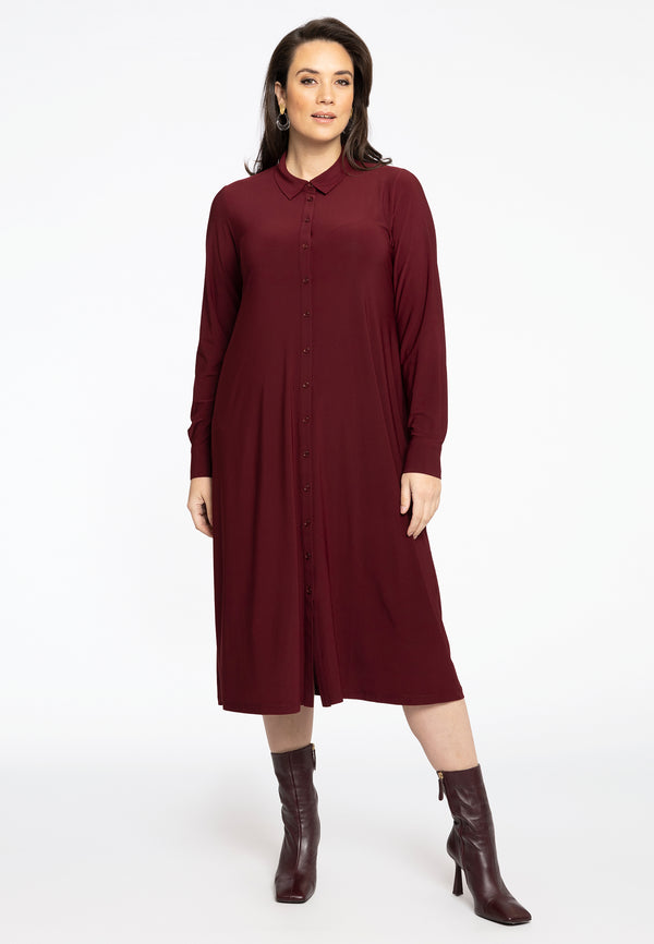 Yoek Lange Jurk Met Knopen DOLCE - Dark Red