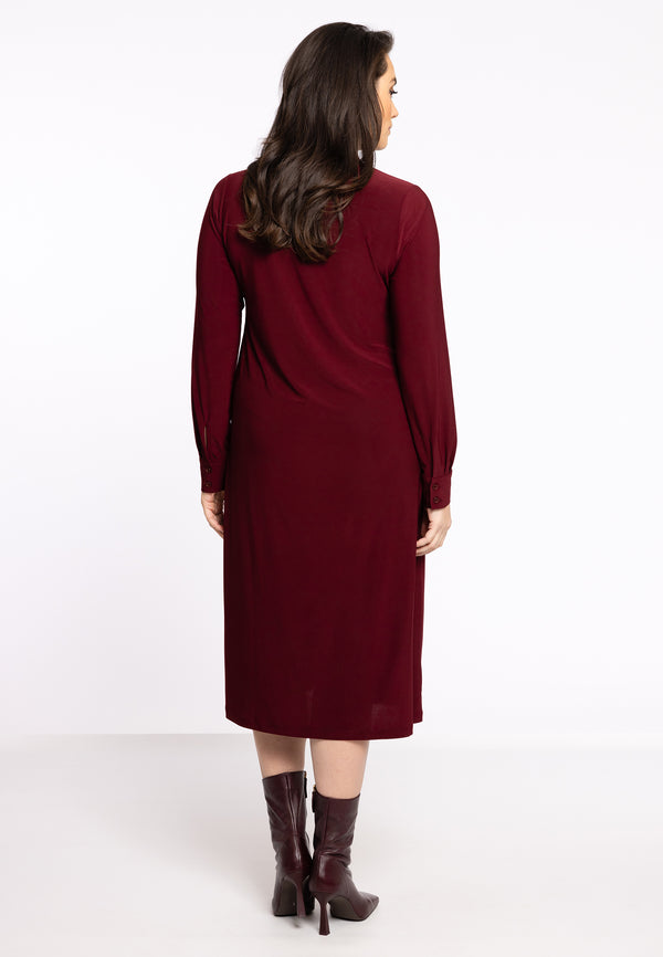 Yoek Lange Jurk Met Knopen DOLCE - Dark Red