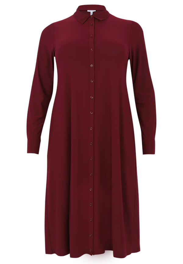 Yoek Lange Jurk Met Knopen DOLCE - Dark Red