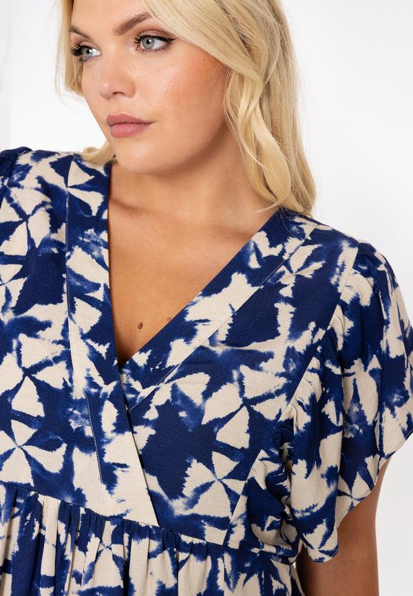 yoek Lange jurk met ruches TESSA - Blauw