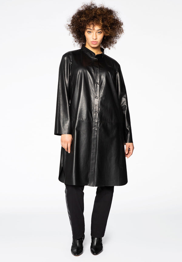 Yoek Leren Blouse - Zwart