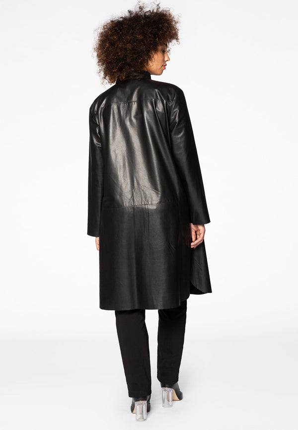 Yoek Leren Blouse - Zwart