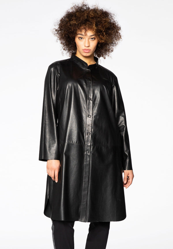 yoek Leren blouse - Zwart