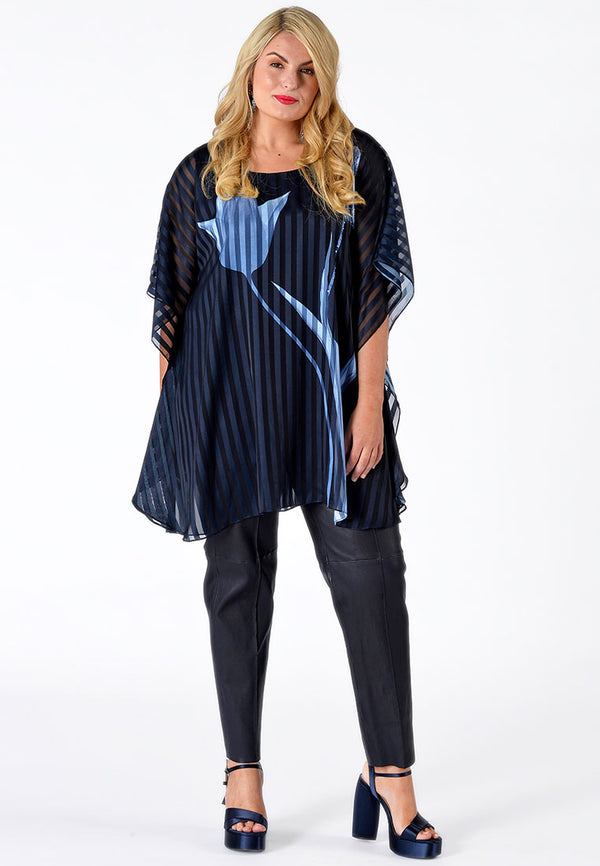 yoek Leren broek met naad - Blauw