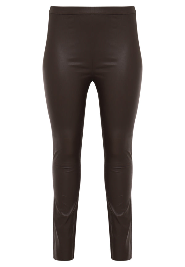 Yoek Leren Legging Full Stretch - Bruin