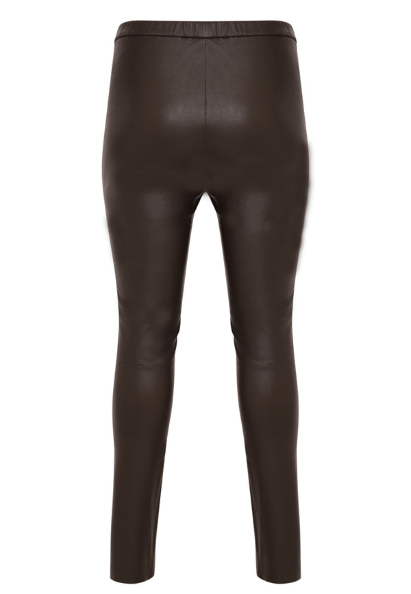 Yoek Leren Legging Full Stretch - Bruin