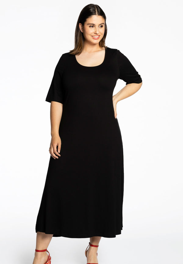 yoek Long dress VI/EA - Zwart