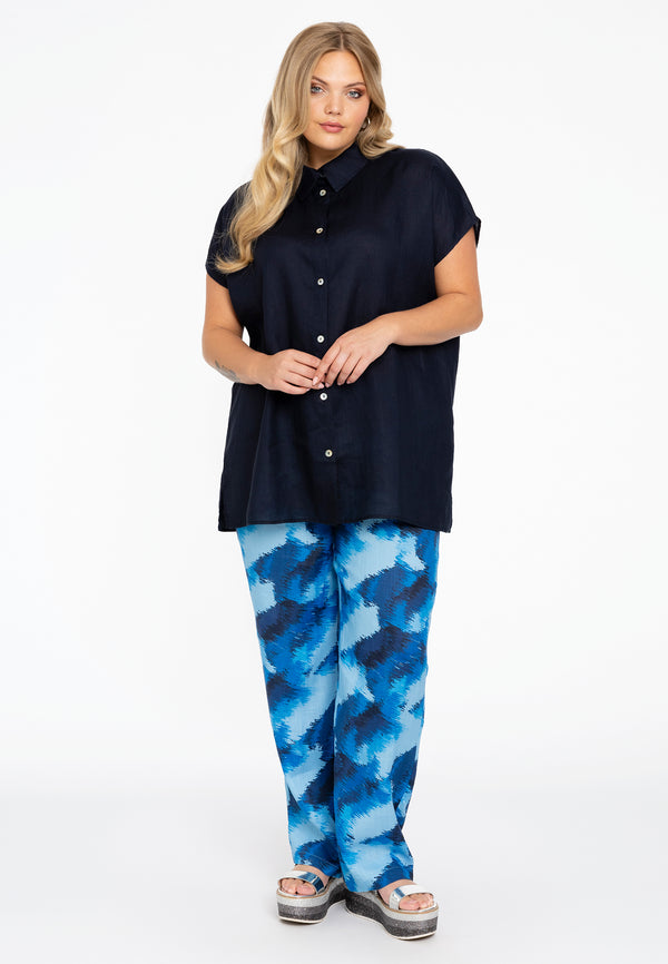 Yoek Mouwloze Blouse - Blauw